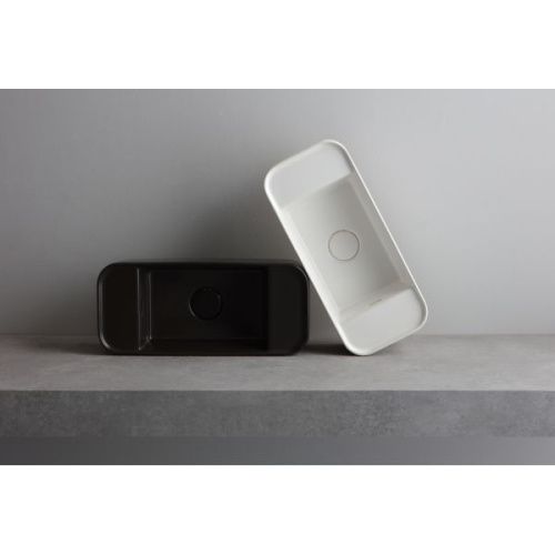 Раковина керамическая White Ceramic Geo Mini W710705 50х20 накладная цвет черный - фото 2