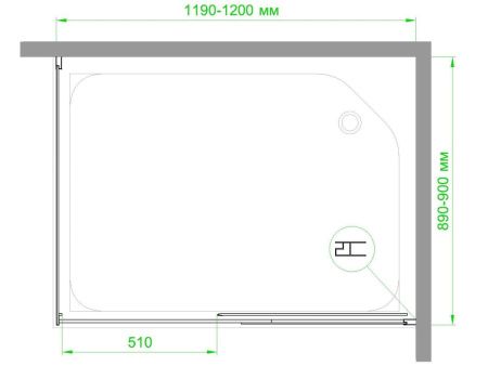 Душевой уголок Royal Bath RB9012B RB9012B-R 120х90 стекло прозрачное профиль хром без поддона