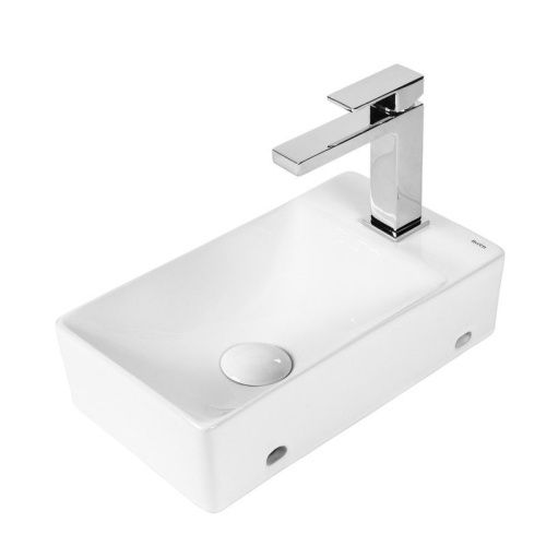 Раковина из сантехнического фарфора Bond Cube S12-380L 40х20 накладная цвет белый 1 отверстие под смеситель - фото 2