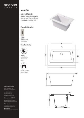 Раковина керамическая Disegno Ceramica Landscape MX07050101 70х50 накладная цвет белый - фото 2