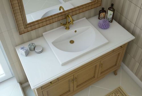 Раковина из искусственного камня Эстет Белла ФР-00014918 60х50 накладная цвет белый 1 отверстие под смеситель - фото 4