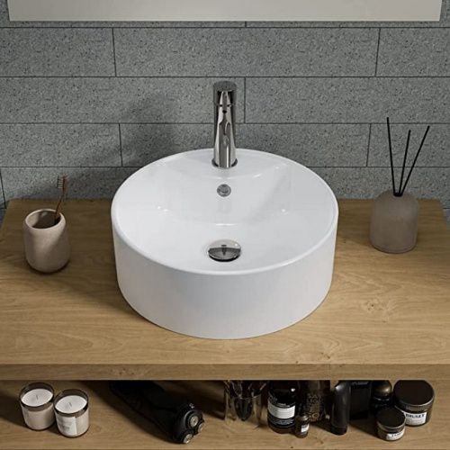 Раковина из сантехнического фарфора Bond Circle S03-410 40х40 накладная цвет белый 1 отверстие под смеситель - фото 5