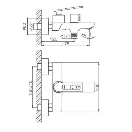 Смеситель для ванны и душа Haiba HB589 HB60589 настенный хром - фото 3