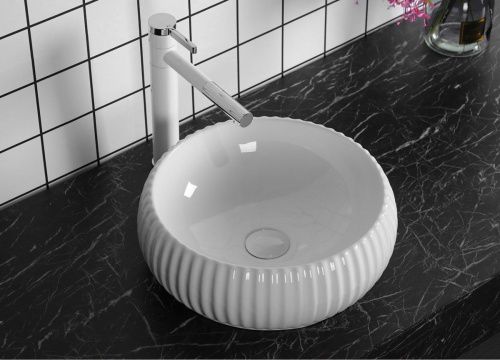 Раковина из сантехнического фарфора Cerutti SPA CR0007 40х40 накладная цвет белый без отверстий под смеситель