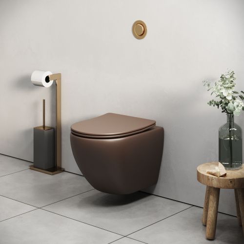 Унитаз подвесной Grossman Color GR-4455BRMS коричневый с сиденьем безободковый каскадный смыв - фото 5