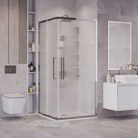 Душевой уголок Grossman Cosmo 300.K33.02.8080.10.02 80х80 стекло текстурное профиль хром без поддона