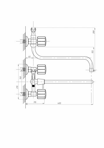 Смеситель для ванны и душа FAUZT FZs-471-63 настенный хром - фото 4