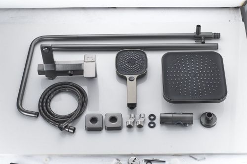 Душевая стойка Shevanik S9736T настенная цвет оружейная сталь - фото 4