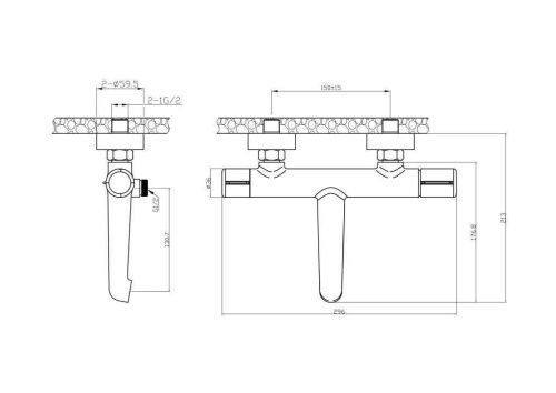 Смеситель BelBagno UNO UNO-VASM-NERO настенный черный - фото 4