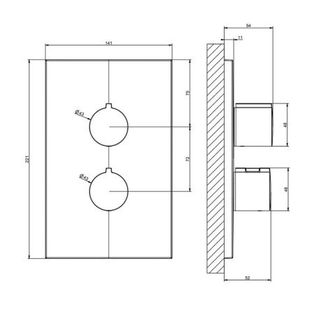 Смеситель Gessi Emporio Via manzoni 38794#031 встраиваемый в стену хром с термостатом