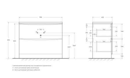 Тумба под раковину BelBagno Acqua ACQUA-1000-2C-PIA-BL 100х50 напольная цвет белый