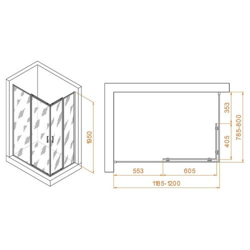 Душевой уголок RGW Passage 3508104082-14 120х80 стекло прозрачное профиль черный без поддона - фото 3