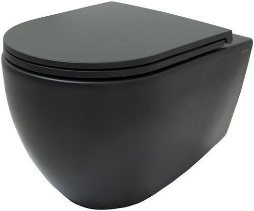 Чаша унитаза подвесная Allen Brau Reality 4.32006.31 цвет черный без сиденья безободковая каскадный смыв - фото 2
