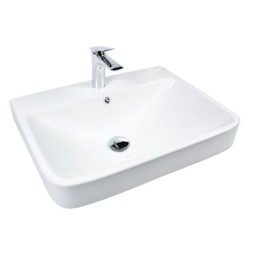 Раковина из сантехнического фарфора Bond Cube S10-600 60х50 встраиваемая цвет белый 1 отверстие под смеситель - фото 2