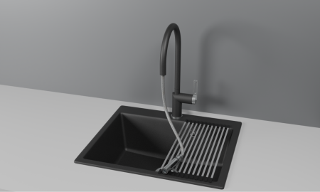 Смеситель для кухни Granula 8172, ШВАРЦ на мойку черный