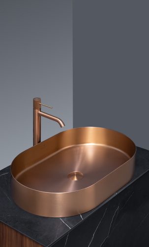 Раковина из нержавеющей стали AltroBagno Eterno AltroBagnoEterno001027RaSp 60х40 накладная цвет медь - фото 3