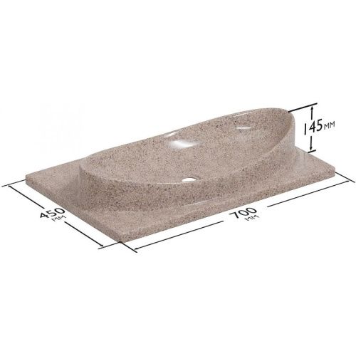 Раковина из искусственного камня СанТа 900142 70х50 подвесная цвет коричневый 1 отверстие под смеситель - фото 5