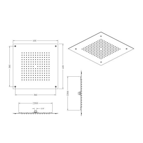Верхний душ Graffio KINGS 412 KI412ORO 40х40 золото - фото 3