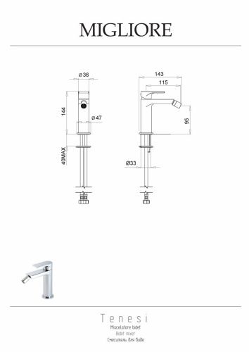 Смеситель Migliore TENESI 25418 на биде хром - фото 2