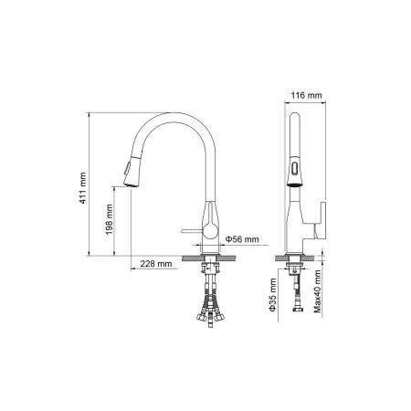 Смеситель для кухни Timo Saona 2336/03FL на мойку черный
