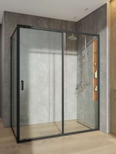 Душевой уголок Orange E23-16090TB 160х90 стекло прозрачное профиль черный без поддона - фото 3