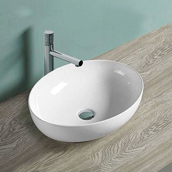 Раковина из сантехнического фарфора Vincea VBS-51552 50х40 накладная цвет белый без отверстий под смеситель