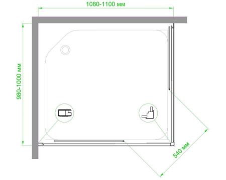 Душевой уголок Royal Bath HPD RB1110HPD-C-BL 110х100 стекло матовое профиль черный без поддона