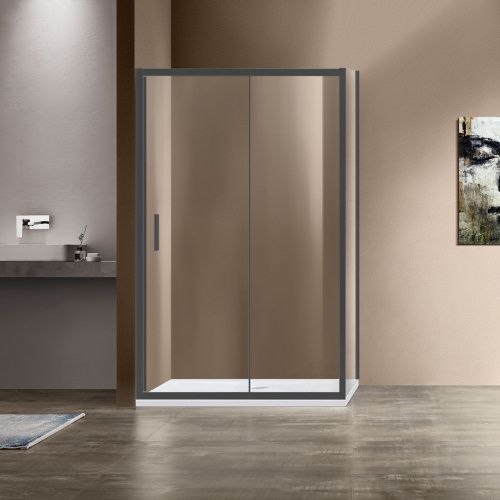 Душевой уголок Vincea Garda VSR-1G8013CLGM 130х80 стекло прозрачное профиль вороненая сталь без поддона