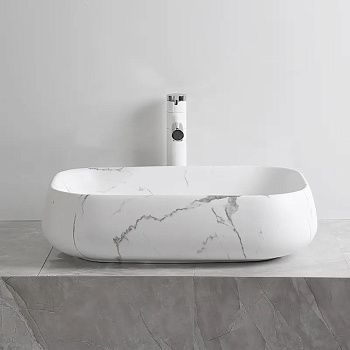 Раковина из сантехнического фарфора Cerutti SPA CR0086 MMW2 60х40 накладная цвет белый без отверстий под смеситель