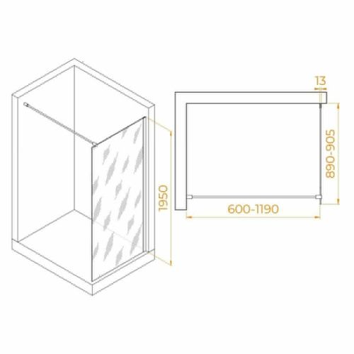 Душевая перегородка RGW Walk In 351001009-24 90х195 стекло матовое профиль черный - фото 3