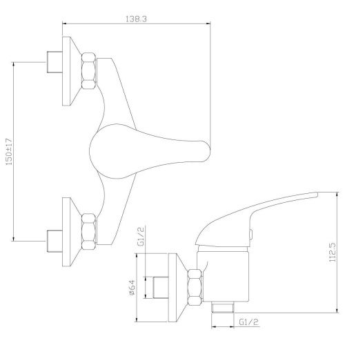 Смеситель для ванны Rossinka Y Y40-41 настенный хром - фото 2