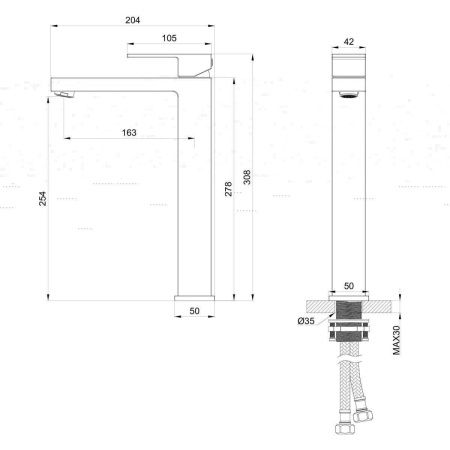 Смеситель для раковины Wonzon & Woghand Cube WW-88239016-MB на столешницу черный