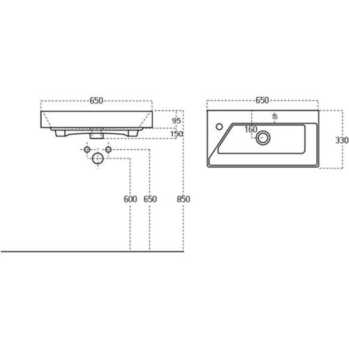 Раковина из сантехнического фаянса Jorno 17065-KL 70х30 встраиваемая цвет белый - фото 4