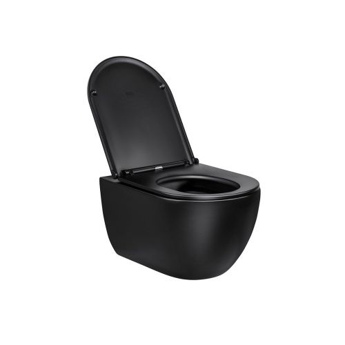 Унитаз подвесной Vincea Evo VT1-34MB черный с сиденьем микролифт безободковый душевой смыв - фото 4