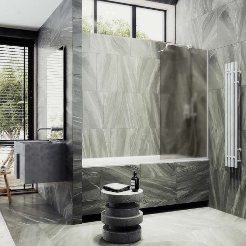 Душевая шторка на ванну Maybah Glass MGV-150-1у 75х140 стекло тонированное профиль белый ориентация универсальная - фото 3