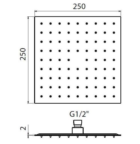 Верхний душ Plumberia Selection SHOWER SAQ3114NO 25х25 черный - фото 2