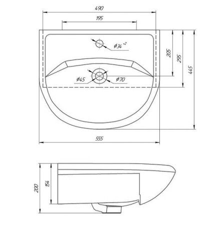 Раковина из сантехнического фарфора Rosa Уют 305 60х40 накладная цвет белый 1 отверстие под смеситель - фото 4