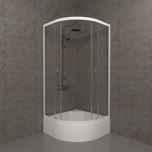 Душевой уголок Тритон Ультра Щ0000061812 90х90 стекло прозрачное профиль белый с поддоном - фото 2