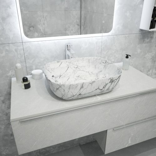 Раковина из сантехнического фарфора Teymi Solli T50393 49х40 накладная цвет белый без отверстий под смеситель - фото 5