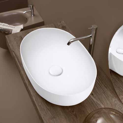 Раковина из сантехнического фарфора Kerasan Nolita 534330 60х40 накладная цвет белый без отверстий под смеситель