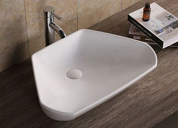 Раковина из сантехнического фарфора Cerutti SPA CR7070 60х40 накладная цвет белый без отверстий под смеситель