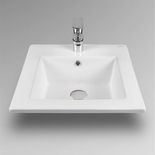 Раковина из сантехнического фарфора Bond Cube S06-410 40х40 встраиваемая цвет белый 1 отверстие под смеситель - фото 2