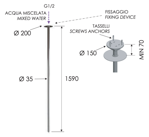 Излив Remer 91VN2 на потолок хром - фото 2