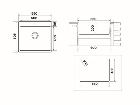 Кухонная мойка Ukinox Techno TEB550.505 -GT10P 50х55 цвет нержавеющая сталь поверхность брашированная