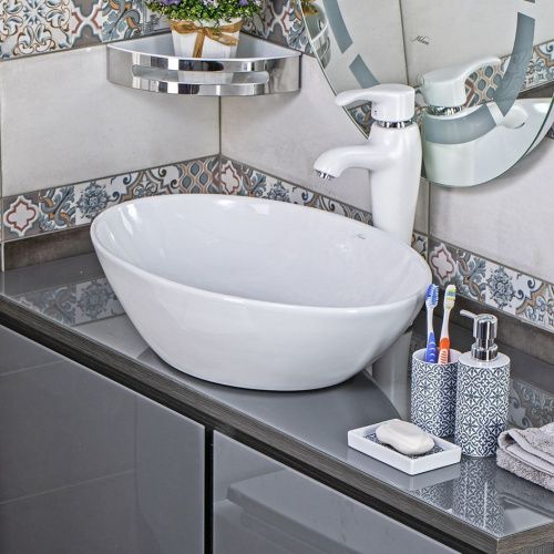 Раковина из сантехнического фарфора Melana 320361-805 60х40 накладная цвет белый без отверстий под смеситель - фото 5