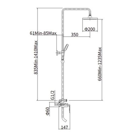 Душевая стойка Fashun A2461 настенная цвет хром