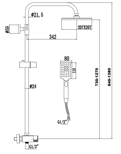 Душевая стойка Savol S-601144 настенная цвет хром - фото 2