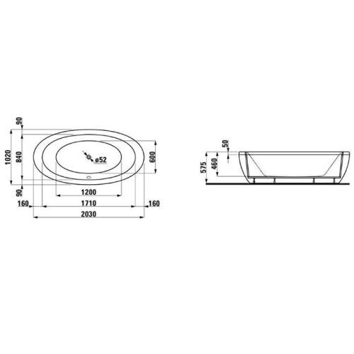 Ванна акриловая Laufen Alessi One 2.4197.0.000.000.1 205х100 пристенная прямоугольная - фото 2