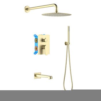 Душевая система Aquatek Оберон AQ1273BG встраиваемая в стену цвет золото