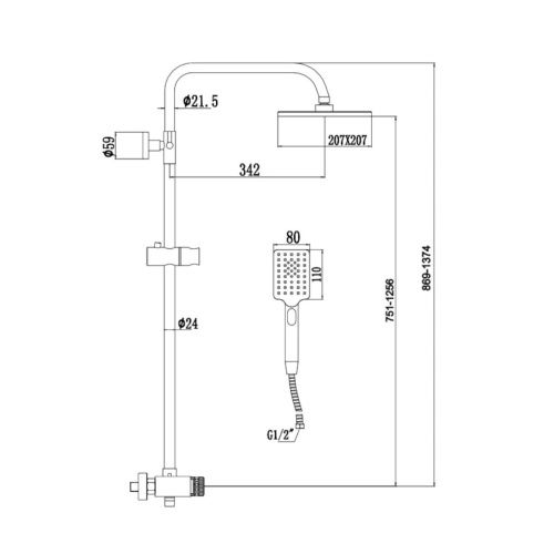 Душевая стойка Savol S-602042H настенная цвет черный - фото 3